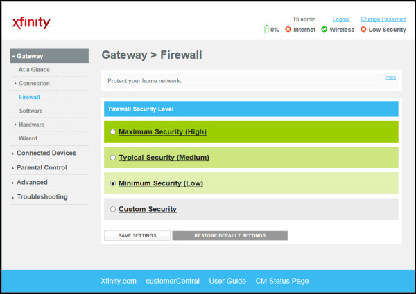 Image result for router settings low firewall